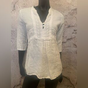 Lungo Italian White Linen Blouse